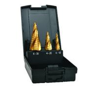 EXACT Exact Forets étagés HSS TiN, 4 cannelures hélicoïdales, 4-30 mm, set 4 pièces Quantité:1