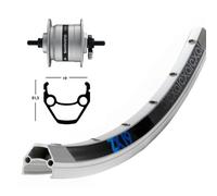 Roue avant Exal Dyn.Dh3N31Rig.36T Zx 19 Argenté