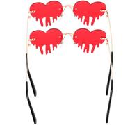 EXAOMBLE 2 Pièces Lunettes de Soleil sans Monture de Cœur Rouges, Métal et Pc, Style Rétro des Années 90, pour Fêtes et Enterrements de Vie de Jeune Fille