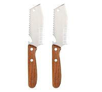EXAOMBLE 2 Pièces Mandoline à Découper les Légumes en Acier Inoxydable avec Manche en Bois pour Tranchage Facile de Ciboules, Préparation Rapide des Légumes Beige pour Garnitures