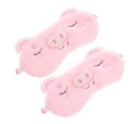EXAOMBLE 2 pièces Masque de Nuit Garçon Fille Masque Oculaire Peluche Pig Cartoon Couverture Confortable pour Sommeil Écran Sombre pour Filles et pour Voyage et Sieste