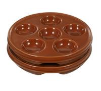EXAOMBLE 2 Pièces Poelon Escargot 12 Trous en Céramique Marron, Plaque de Cuisson à Escargots Facile à Utiliser Fond Plat, Plat à Four pour Vaisselle Ménagère et Accessoires Cuisine