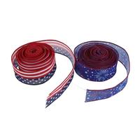 EXAOMBLE 2 Rouleaux Ruban Décoratif et Solide en Tissu Patriotique Réutilisable Motif Étoiles et Rayures pour Fête 4 Juillet pour Emballage et Artisanat