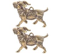 EXAOMBLE 2pcs Pendentifs Chèvre en Laiton Or, Ornement Suspendu Décoratif Léger et Compact, pour Porte-clés ou Paquet à Dos, Artisanat Robuste en Laiton