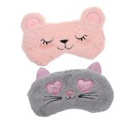 EXAOMBLE 2pièces Masques De Sommeil Peluche Pour Cache-yeux Animaliers Confortables Et Respirants Pour Nuits Camping