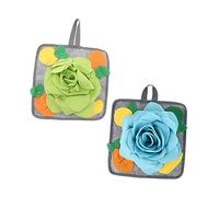 EXAOMBLE 2pièces Tapis Fouille Lapin Polaire pour Éveil Et Jeu Tapis Reniflant Suspendu pour Petits Animaux Coussin Slow Feeding pour Stress Et Ennui Lavable Vert Bleu