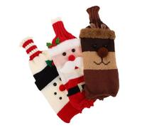 EXAOMBLE 3pièces Coffret De Housses Décoratives pour Bouteilles De Vin Tricotées Pulls De Noël Élégants pour Décoration De Table Festive Renne Bonhomme De Vieillard Accessoire De