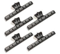 EXAOMBLE 5pcs Clip de Partition Musicale en Abs Noir, Pince Portable à Forte Prise pour Partitions et Livres, Design Classique, pour Musiciens et Lecteurs