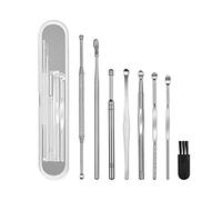 EXAOMBLE 8Pièces Outils de Nettoyage des Oreilles Acier Inoxydable Dissolvant de Cérumen Durable et Portable pour Hygiène Auditive