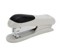 EXAOMBLE Agrafeuse de Bureau Professionnelle Capacité 50 Agrafes Blanche et Plastique Reliure Jusqu'à 25 Feuilles, Design Ergonomique pour Secrétaires et Employés