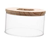 EXAOMBLE Bac à Sable Multifonction Transparent pour Hamster Couvercle en Bois Percé, Grand Format Réutilisable, Accessoire Salle De Bain pour Petits Animaux De Compagnie