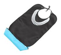 EXAOMBLE Bavoir Imperméable pour Seniors Hommes en Satin Pu, Lavable et Protecteur de Vêtements, pour Repas à L'hôpital Aidants, Design Élégant Noir