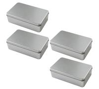 EXAOMBLE Boîte à Cookies Métallique en Tôle Argentée, Lot de 4 Pièces, Résistante à L'usure Chutes, pour Rangement et Présents D'anniversaire
