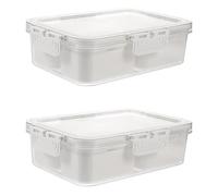 EXAOMBLE Boîte à Épices Compartimentée 2pcs avec Couvercle Transparent et Poignée Portable en Pet et Pp, 4 Compartiments Indépendants pour Pique-niques et Organisation Facile des Épices