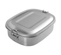 EXAOMBLE Boîte à Lunch en Acier Inoxydable 830ml Clips de Verrouillage Étanche, Boîte à Bento 1 Étage Portable Travail et Activités en Plein Air