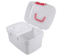 EXAOMBLE Boîte à Pilules Portable Blanche en Pp avec Plateau Amovible et Séparateurs en Plastique, Capacité 2,6l, pour Camping et Rangement de Remède D'urgence