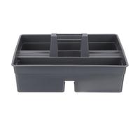 EXAOMBLE Boîte de Rangement Plastique pour Nettoyage avec Poignée Centrale, Panier à 3 Compartiments Petit Format, Couleur Gris Foncé, Organiseur D’outils de Nettoyage Pratique pour Maison