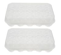 EXAOMBLE Boîte de Rangement pour Œufs Économise de L'espace en Plastique avec Couvercle, 2 Pièces, 15 Compartiments pour Réfrigérateur ou Plan de Travail