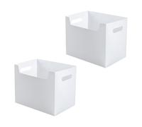 EXAOMBLE Boîtes de Rangement de Bureau Blanches 29X20X25 CM en Plastique Épais Poignées Doubles pour Organiser Documents et Livres, pour Décoration et Rangement