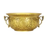 EXAOMBLE Bol à Trésors en Laiton Doré Double Anse, Décoration Créative pour Maison et Bureau, Ornement Spirituel Design Fin et Couleurs Éclatantes