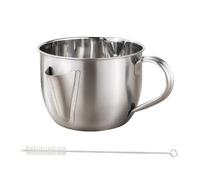 EXAOMBLE Bol pour Séparation D'huile en Acier Inoxydable Séparateur de Graisse Couvercle et Brosse de Nettoyage Filtre à Soupe Bec Incurvé Cuisine et Bar