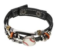 EXAOMBLE Bracelet Multi Couches Cuir pour Hommes Bracelet Vintage Thématique Football Accessoire Sportif Élégant et Pratique pour Toutes Occasions