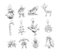 EXAOMBLE Breloques De Noël En Alliage Vintage 12 Pièces, Pendentifs à Breloques Diy Pour Bijoux Décoratifs, Ornement Décoratif Petit Présent, Bricolage Créatif Pour Fêtes De Noël