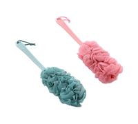 EXAOMBLE Brosse de Bain Fleur Rose 2pcs à Long Manche en Pe pour Massage Dos et Exfoliation, Stimule la Circulation Sanguine