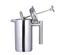 EXAOMBLE Cafetière à Piston en Acier Inoxydable 350ml Filtre, Mug à Café à Double Paroi Isotherme, Facile à Laver, Design Moderne pour Camping et Voyage