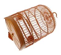 EXAOMBLE Cage Ronde pour Oiseaux en Plastique Marron Crochet Suspendu et Perchoir, Espace D'activité Suffisant pour Cockatiel et Inséparables, Design Créatif et Travail Soigné