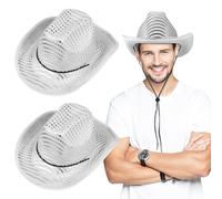 EXAOMBLE Chapeau Cowboy Argenté Décor de Sequins en Tissu Style Moderne et Élégant pour Anniversaires Western et Occasions Spéciales