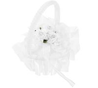 EXAOMBLE Coffret Bague Mariage Mini en Satin Blanc avec Dentelle, Forme Cœur Élégant, Coussin pour Alliances Doux et Portable, pour Cérémonie de Mariage
