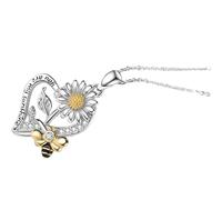 EXAOMBLE Collier Pendentif en Alliage Motif Tournesol et Abeille Cœur