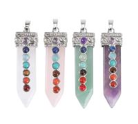EXAOMBLE Collier Pendentif Naturel en Pierre 7 Énergies, 4 Pièces Délicates pour Création de Collier Diy, Accessoire de Mode Créatif
