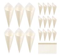 EXAOMBLE Cornets en Bois Jetables 125 MM et Cure-Dents Longs 12 MM, 200 Pièces pour Apéritifs et Fêtes Tropicales, Accessoires pour Cocktails et Amuse-Gueules