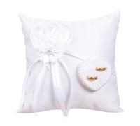 EXAOMBLE Coussin Facile à Transporter et Ranger en Polyester Design Floral Délicat D'alliances Carré Blanc pour Cérémonie de Mariage
