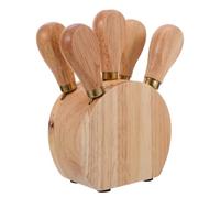 EXAOMBLE Couteaux à Fromage Bois Base Chêne Couteau Fourchette et Spatule Acier Inoxydable Outils Multifonctions pour Découpage Biscuit et Plats à Fromage