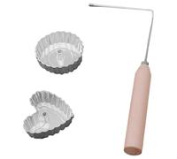 EXAOMBLE Cuillères à Frire en Alliage d'Aluminium Manche en Bois Lot de 3 set de pour Friture Pâtisserie et Snacks Ustensiles Cuisine Résistants et Polyvalents
