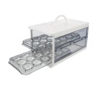 EXAOMBLE Distributeur D'œufs en Plastique 36 Cases Double Tiroir Pliable et Couvercle, Boîte de Protection pour Œufs Frais, Rangement Facile pour Réfrigérateur et Gestion des Courses