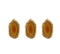 EXAOMBLE Ensemble de 3 Pendentifs en Pierre D'agate Naturelle Rouge à Bord Doré, Design Mini Anneau Suspendu, pour DIY Bijoux, Bracelets et Décorations Éoliennes