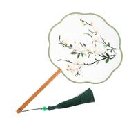 EXAOMBLE Éventail Rond Brodé Double Face Éventail Artisanal Chinois Classique pour Décoration Et Accessoires De Photo
