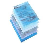EXAOMBLE Feuilles de Verre en Mica Bleu 6 Pièces pour Décoration Murale Maison, Style Vitraux D'église Transparent, pour Loisirs Créatifs et Projets Artistiques Style Plusieurs styles