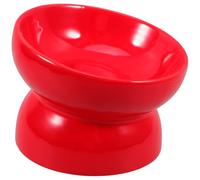 EXAOMBLE Gamelle pour Chien en Céramique Rouge Surélevée Pieds Hauts, Bol Incliné Réduisant Les Risques de Casse et Adapté aux Voyages