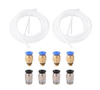 EXAOMBLE Kit pour Imprimante 3D 2 Tubes en Ptfe Thermorésistants, 4 Connecteurs Pneumatiques Pc4-M6 et 4 Pc4-01, pour Raccords Rapides et Entretien