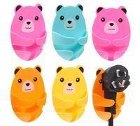 EXAOMBLE Lot de 12 Crochets de Prise Adhésifs sans Perçage en Abs, Support de Câble Crochet D’ourson pour Bureau et Salle de Bain, Installation Facile et Solide Couleur Couleur Aléatoire