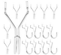 EXAOMBLE Lot de 15 Crochets pour Panneau Perforé en Fer Argenté, Supports Robustes et Faciles à Retirer pour Outils, pour Ateliers et Garages