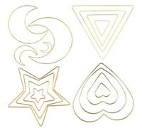 EXAOMBLE Lot de 16 Cerceaux en Métal Doré Attrape-rêves Soi-même, Formes Lune, Étoile, Cœur Et Triangle, Fournitures Artisanales pour Décoration Murale Et Créations DIY