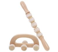 EXAOMBLE Lot de 2 Set de Set de Rouleaux de Massage en Bois Silicone Doux pour Massage Corporel et Utilisation à Domicile pour Détente Musculaire et Relaxation Complète
