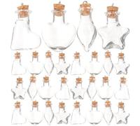 EXAOMBLE Lot de 20 Mini Flacons en Verre Transparent Bouchons en Liège Petites Fioles DIY pour Décoration Bouteilles à Souhait Multifonctionnelles Accessoires Déco Maison pour Présents