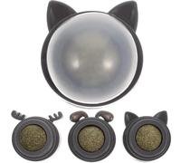 EXAOMBLE Lot de 3 Boules d'herbe à Chat en Plastique d'animaux, Jouet Interactif pour Chat, Régule L'humeur et Nettoie Les Dents, à Coller sur Mur ou Lit